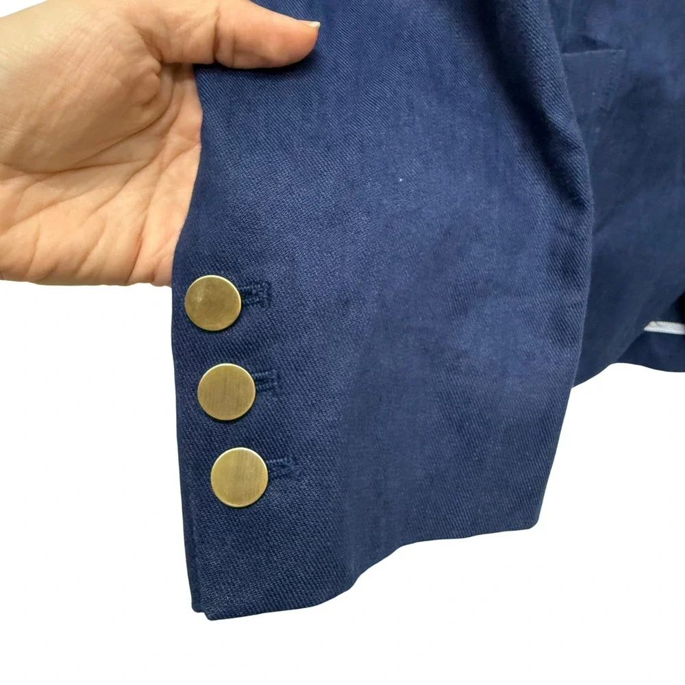 Vince Mens Navy Blue Linen Cotton Blend‎ 2-Button Blazer Jacket XL M1272-4150